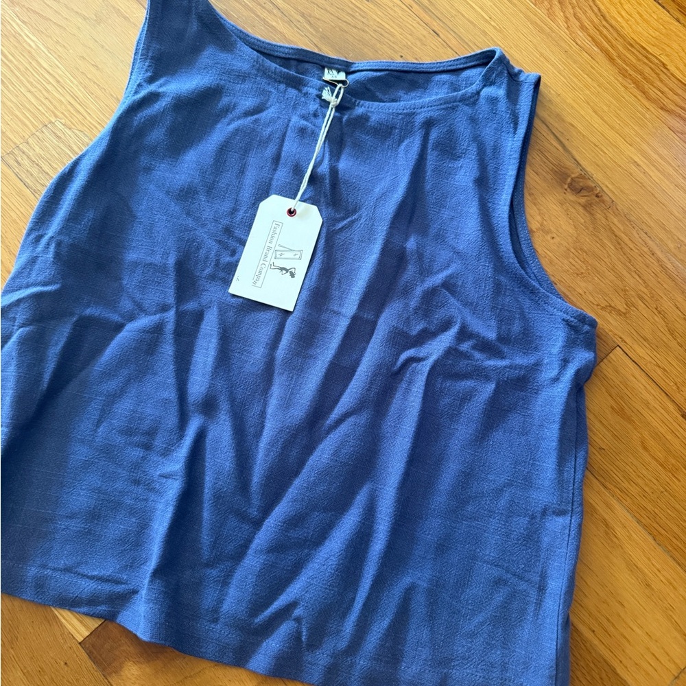 Fashion Brand Company Soft Linen Shift Tank Blue XS - Picture 2 of 4